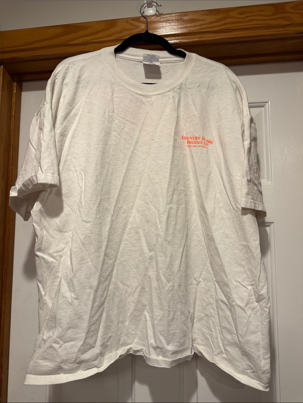 Gildan White Short Sleeve Tee with Small Orange Chest Print